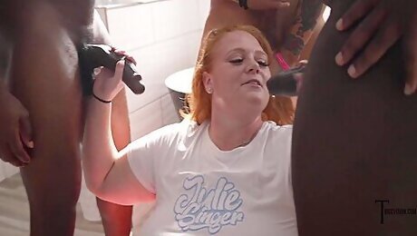 Slutty Redhead Ssbbw Julie Gonger Gets Bbc Bukkake Blowbang 15 Min