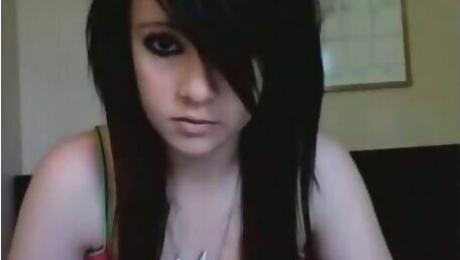 Pretty face emo teen posing in sexy