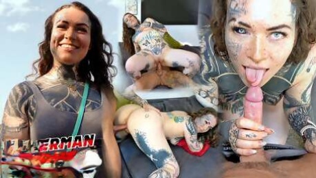 GERMAN SCOUT - Split Tongue TikTok Tatoo Model BaleaTheScarleg at Casting Porn